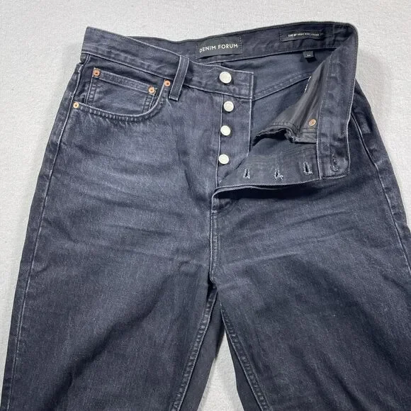 Aritzia Denim Forum‎ The BF High Rise Lose Jeans Women 28L Black Button Fly - Picture 9 of 14